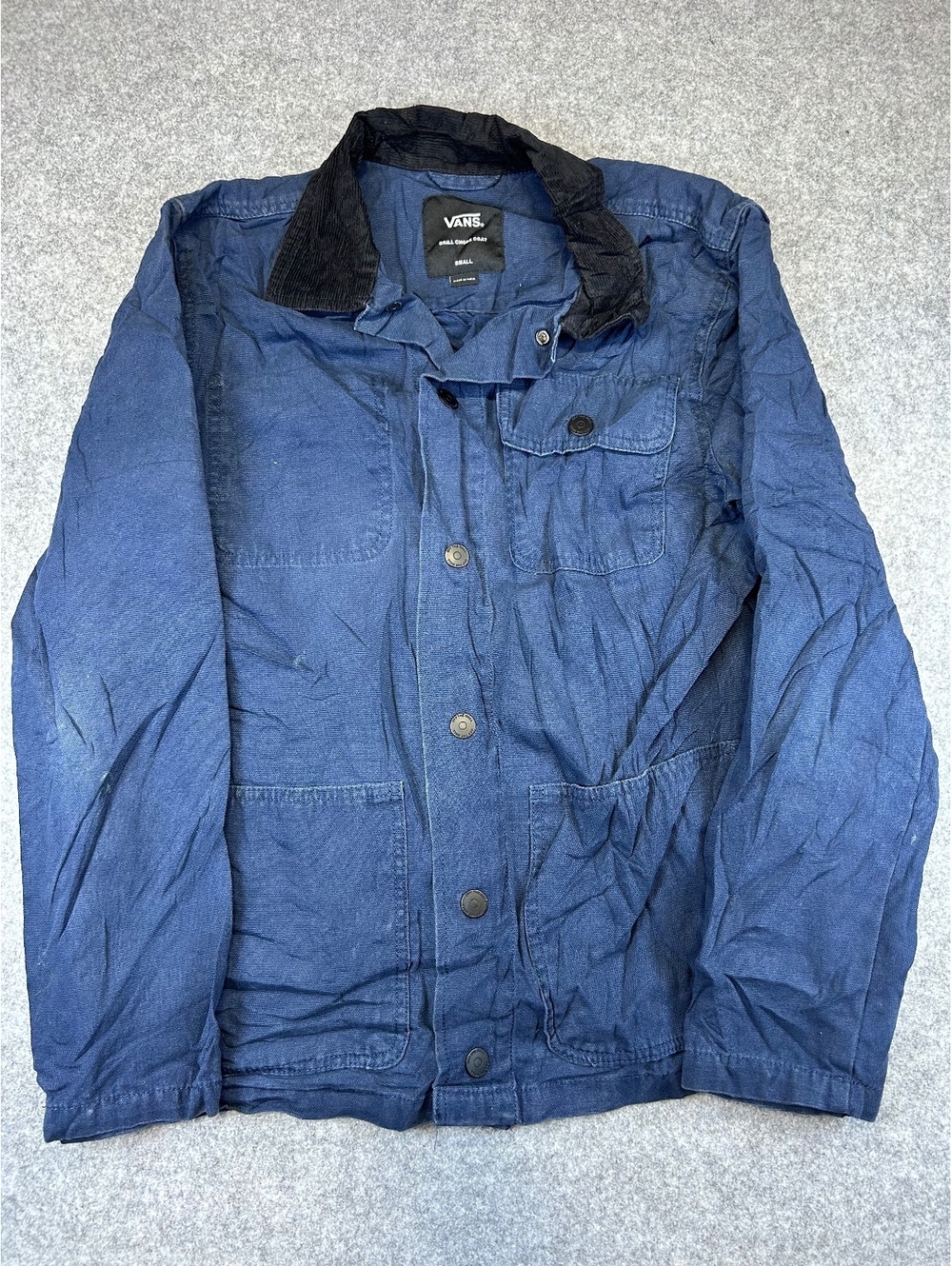 Vans Drill Chore Coat Men Small Navy Blue Workwear Jacket Street Cord Collar